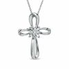 Thumbnail Image 1 of 1/8 CT. T.W. Diamond Loop Cross Pendant in 10K White Gold