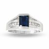 Thumbnail Image 1 of Rectangle Sapphire and Diamond Ring in 14K White Gold