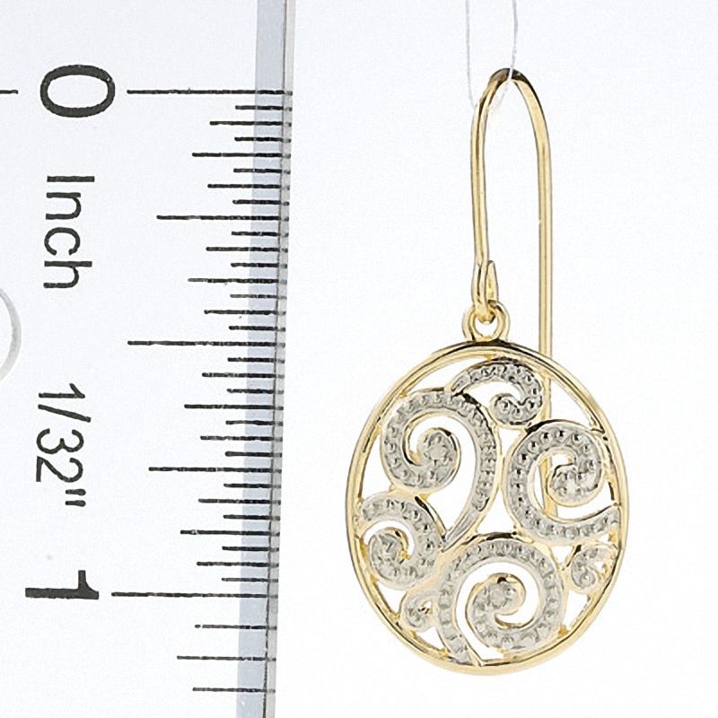 Main Image 2 of Diamond Accent Scroll Pattern Earrings in Sterling Silver with 18K Gold Plate