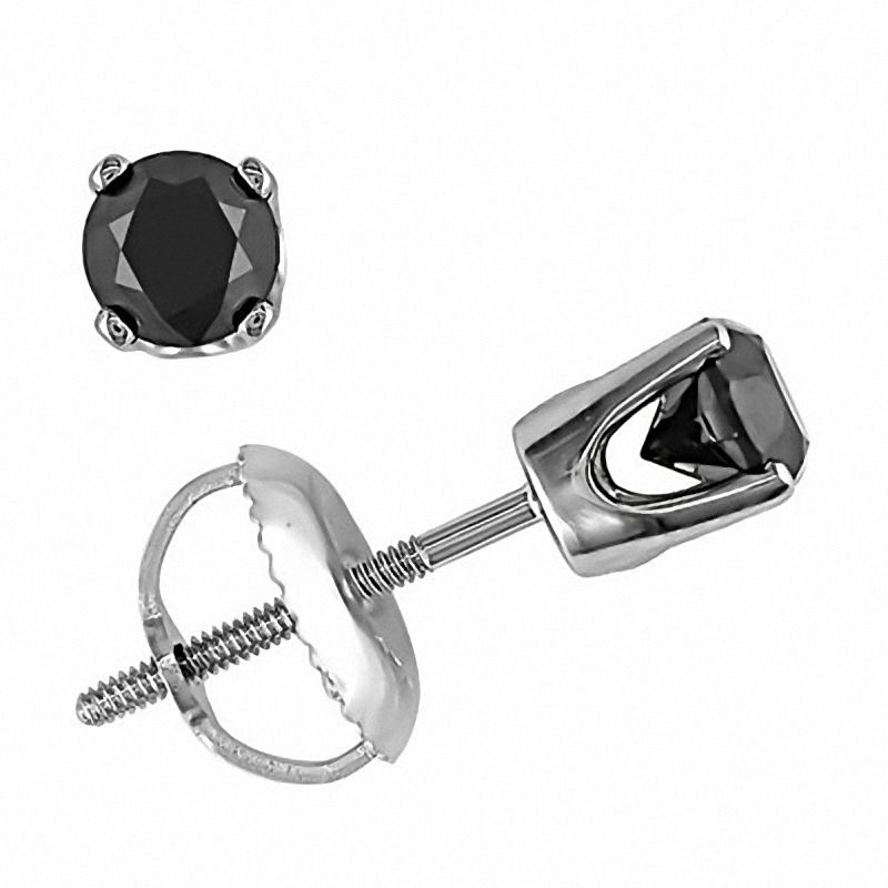 Black & White Diamond Stud Earrings 1/2 ct tw Round Sterling Silver