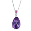 Thumbnail Image 0 of Pear-Shaped Amethyst and Pink Tourmaline Pendant in 14K White Gold with Diamond Accent
