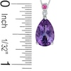 Thumbnail Image 1 of Pear-Shaped Amethyst and Pink Tourmaline Pendant in 14K White Gold with Diamond Accent