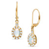 Thumbnail Image 1 of Lab-Created Opal and White Sapphire Drop Earrings in 14K Gold