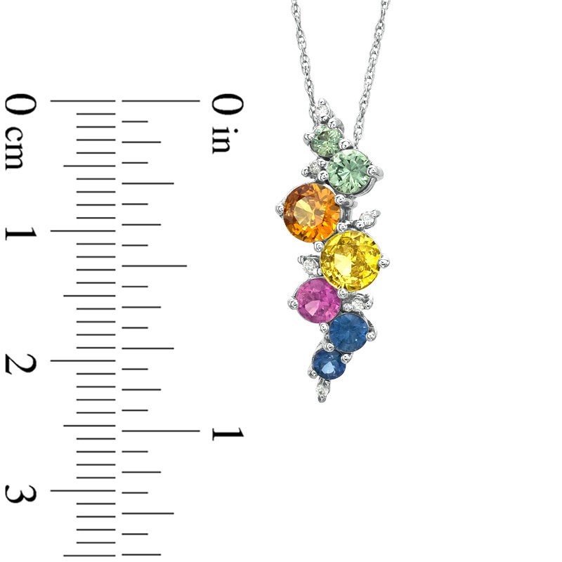 Main Image 2 of Multi-Color Sapphire and Diamond Accent Cascading Pendant in 14K White Gold