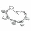 Thumbnail Image 1 of 1/5 CT. T.W. Diamond Heart Assorted Charm Bracelet in Sterling Silver