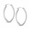 Thumbnail Image 1 of Diamond Fascination™ Medium Hoop Earrings in 14K White Gold