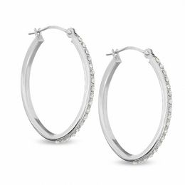 Diamond Fascination™ Medium Hoop Earrings in 14K White Gold