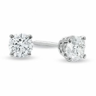 3 4 Ct T W Diamond Solitaire Stud Earrings In 14k White Gold