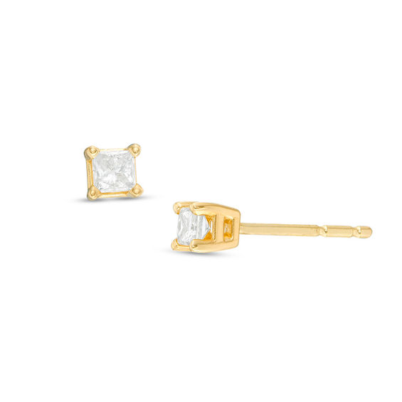 1/5 CT. T.W. Princess-Cut Diamond Solitaire Earrings in 14K Gold ...