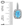 Thumbnail Image 4 of Cushion-Cut Blue Topaz and Lab-Created White Sapphire Frame Ring in 14K White Gold