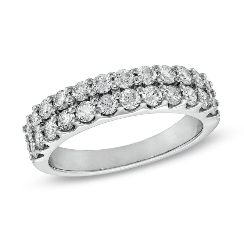 Main Image 1 of 1 CT. T.W. Diamond Double Row Wedding Band in 14K White Gold