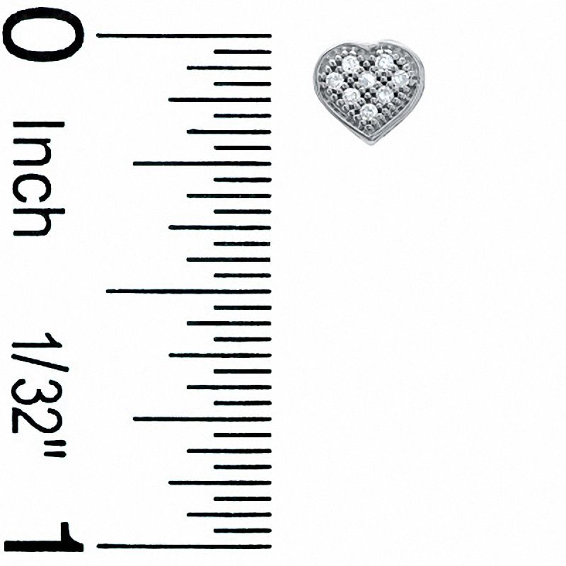 Main Image 2 of Diamond Accent Micro-Pavé Heart Stud Earrings in 10K White Gold