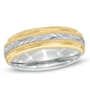 Thumbnail Image 0 of Men's 6.0mm Sterling Silver and 14K Gold Milgrain Wedding Band