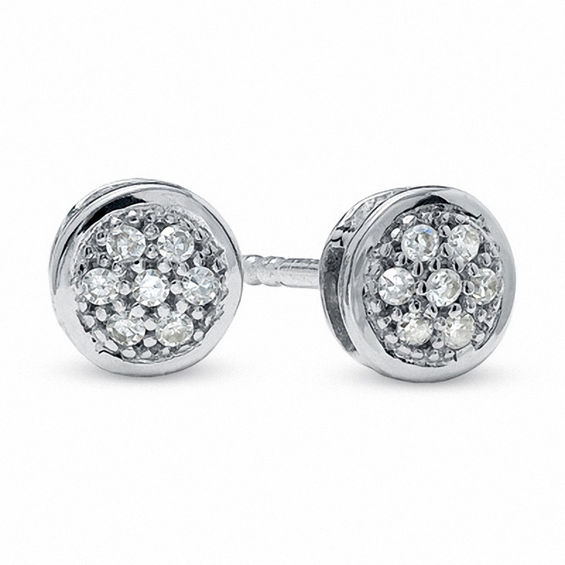 1/20 CT. T.W. Multi-Diamond Round Stud Earrings In 10K White Gold