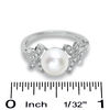 Thumbnail Image 2 of Freshwater Cultured Pearl and Diamond Leaf Ring in 14K White Gold