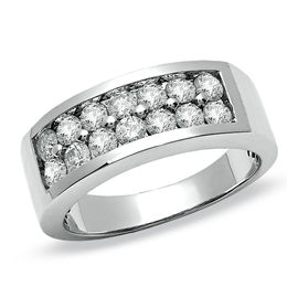 Men's 1-1/2 CT. T.W. Diamond Double Row Wedding Band in 14K White Gold