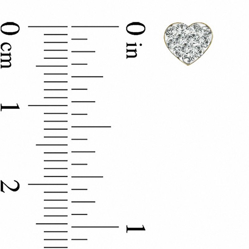 Child's Heart-Shaped White Crystal Earrings in 14K Gold