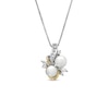 Thumbnail Image 0 of 7.0mm Freshwater Cultured Pearl and Lab-Created White Sapphire Swirl Pendant in Sterling Silver and 14K Gold