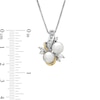 Thumbnail Image 1 of 7.0mm Freshwater Cultured Pearl and Lab-Created White Sapphire Swirl Pendant in Sterling Silver and 14K Gold