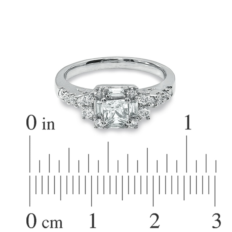 1 CT. T.W. Princess-Cut Diamond Art Deco Engagement Ring in 14K White Gold