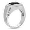 Thumbnail Image 2 of Men's Emerald-Cut Onyx Ring in 14K White Gold with Diamond Accents