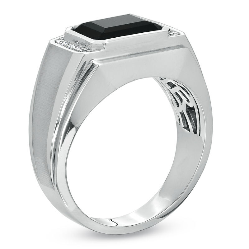 Mens white gold hot sale onyx ring