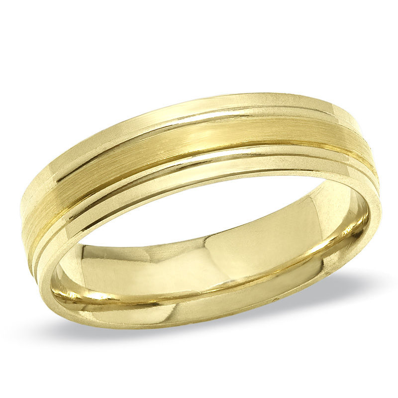 Men's 6.0mm Brushed Wedding Band in 14K Two-Tone Gold
