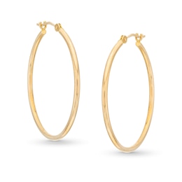 28.0mm Tube Hoop Earrings in Hollow 14K Gold