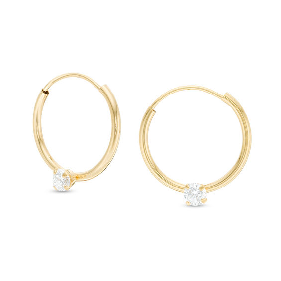 14k gold cubic zirconia hoop earrings