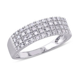 silver band ring with diamonds