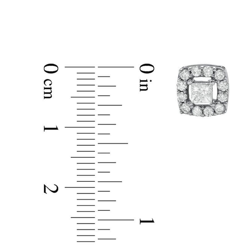 Main Image 2 of 1 CT. T.W. Princess-Cut Diamond Open Frame Stud Earrings in 10K White Gold