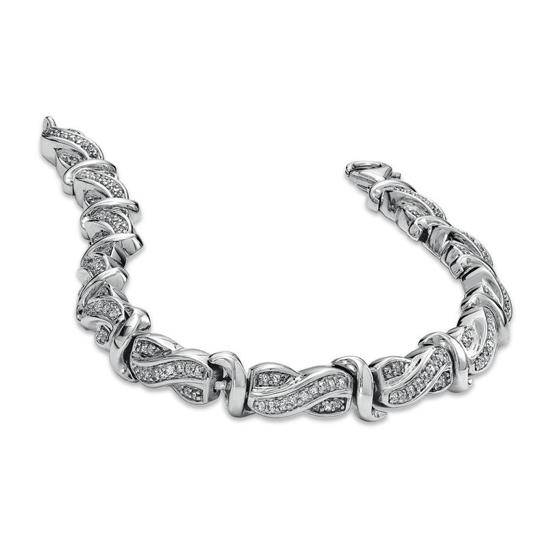 1 CT. T.W. Princess-Cut Diamond Swirl Line Bracelet in Sterling Silver |  Zales Outlet