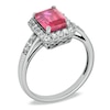 Thumbnail Image 2 of Emerald-Cut Lab-Created Ruby and White Sapphire Ring in Sterling Silver