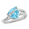 Thumbnail Image 0 of 9.0mm Trillion-Cut Swiss Blue Topaz and Diamond Accent Ring in Sterling Silver