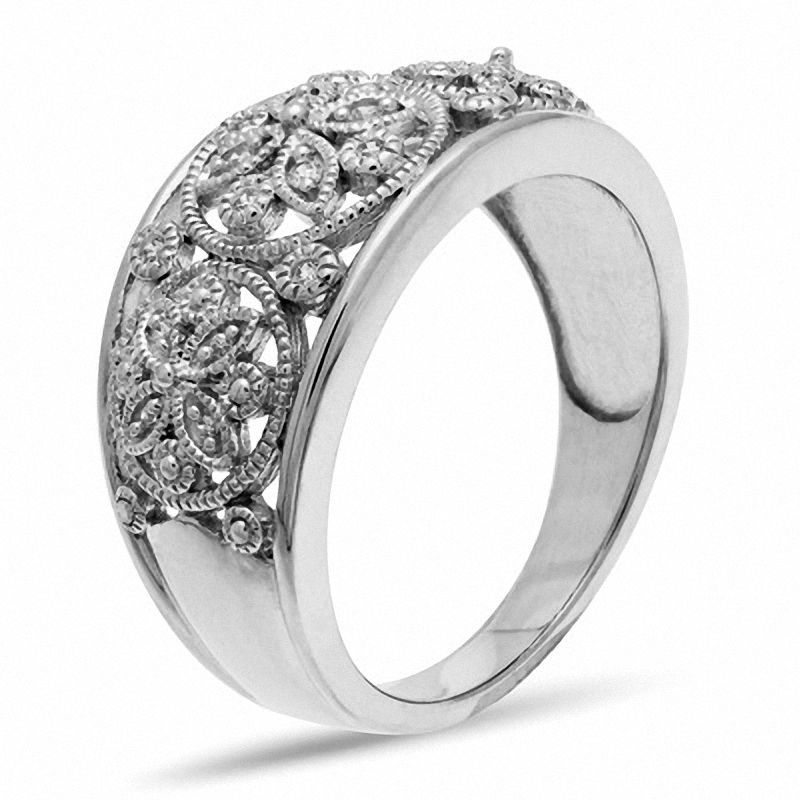 1/10 CT. T.W. Diamond Filigree Band in Sterling Silver