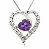 Thumbnail Image 1 of 8.0mm Heart-Shaped Amethyst and 1/20 CT. T.W. Diamond Pendant in Sterling Silver