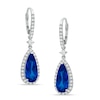 Thumbnail Image 0 of Pear-Shaped Lab-Created Blue and White Sapphire Drop Earrings in Sterling Silver