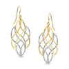 Thumbnail Image 0 of Two-Tone Diamond-Cut Swirl Drop Earrings 14K Gold and Sterling Silver