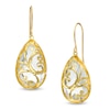 Thumbnail Image 1 of Pear-Shaped Crystal Scroll Earrings in 10K Gold