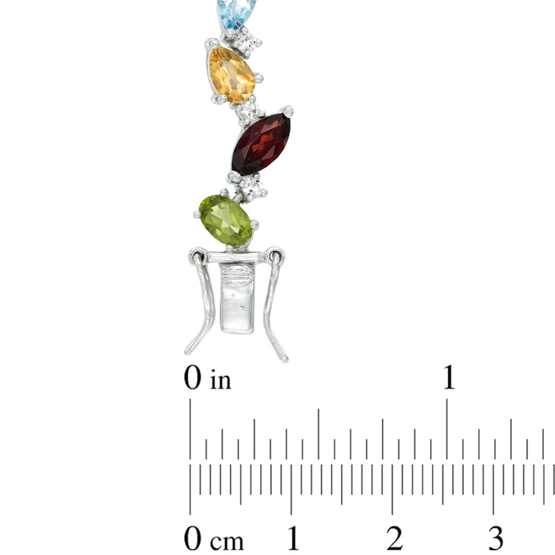 Multi-Gemstone and Lab-Created White Sapphire Bracelet in Sterling Silver - 7.25"