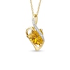 Thumbnail Image 1 of 9.0mm Trillion-Cut Citrine and Diamond Accent Drop Pendant in Sterling Silver with 14K Gold Plate