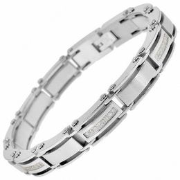 Men's 1/2 CT. T.W. Diamond Link Bracelet in Stainless Steel - 8.25&quot;