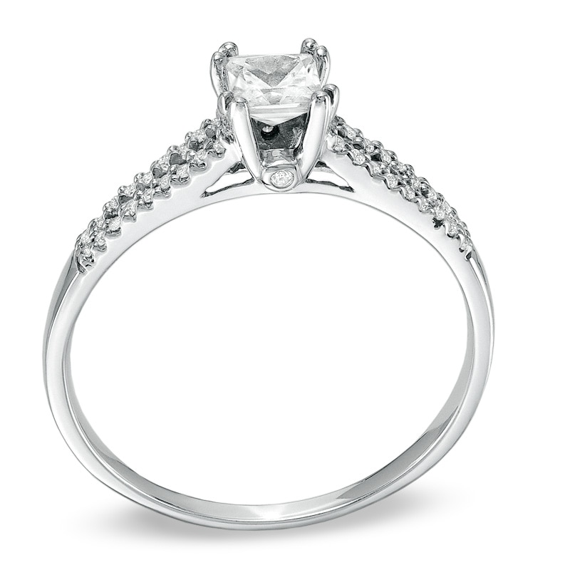 Main Image 2 of 1/3 CT. T.W. Princess-Cut Diamond Split Shank Engagement Ring in 10K White Gold