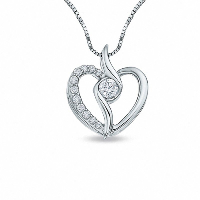 Sirena™ 1/7 CT. T.W. Diamond Heart Pendant in 14K White Gold