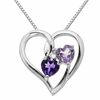 Thumbnail Image 1 of 5.0mm Heart-Shaped Purple Amethyst and Diamond Accent Heart Pendant in Sterling Silver