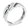 Thumbnail Image 2 of Men's 1/5 CT. T.W. Black and White Diamond Slant Wedding Band in 10K White Gold