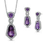 Thumbnail Image 0 of Amethyst and Lab-Created White Sapphire Pendant and Earring Set in Sterling Silver