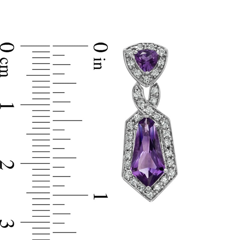 Amethyst and Lab-Created White Sapphire Pendant and Earring Set in Sterling Silver