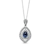 Thumbnail Image 1 of Pear-Shaped Lab-Created Blue and White Sapphire Drop Pendant in 14K White Gold