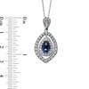 Thumbnail Image 2 of Pear-Shaped Lab-Created Blue and White Sapphire Drop Pendant in 14K White Gold